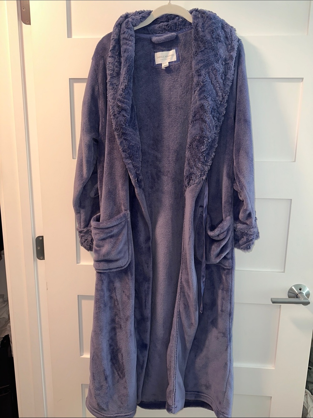 Midnight by Carole Hochman Plush Hooded Long Robe in Lavender Blue